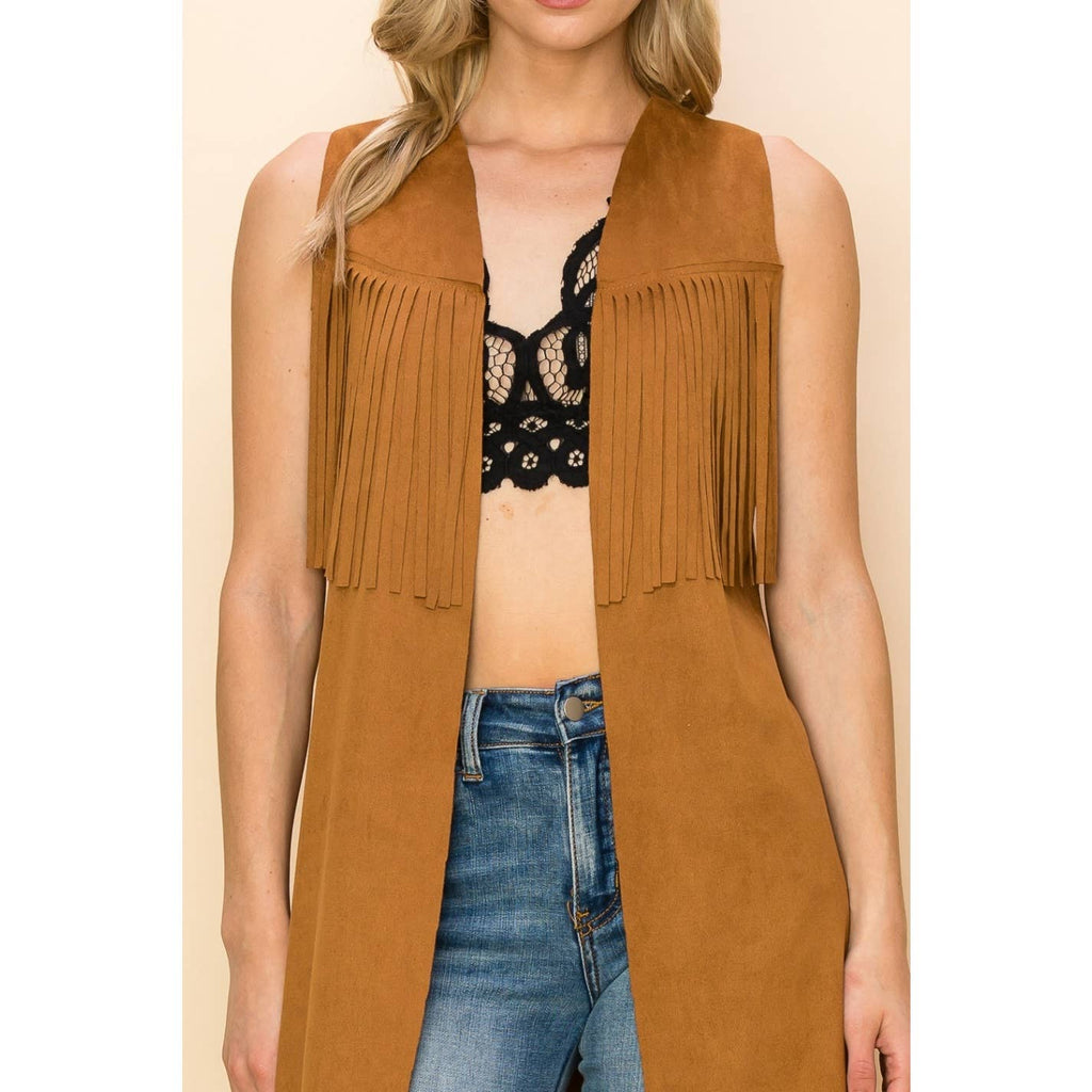 LONG FRINGE SUEDE VEST