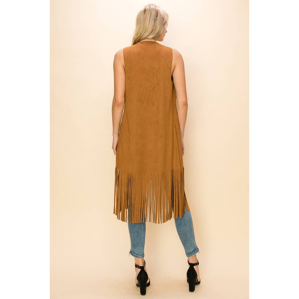 LONG FRINGE SUEDE VEST