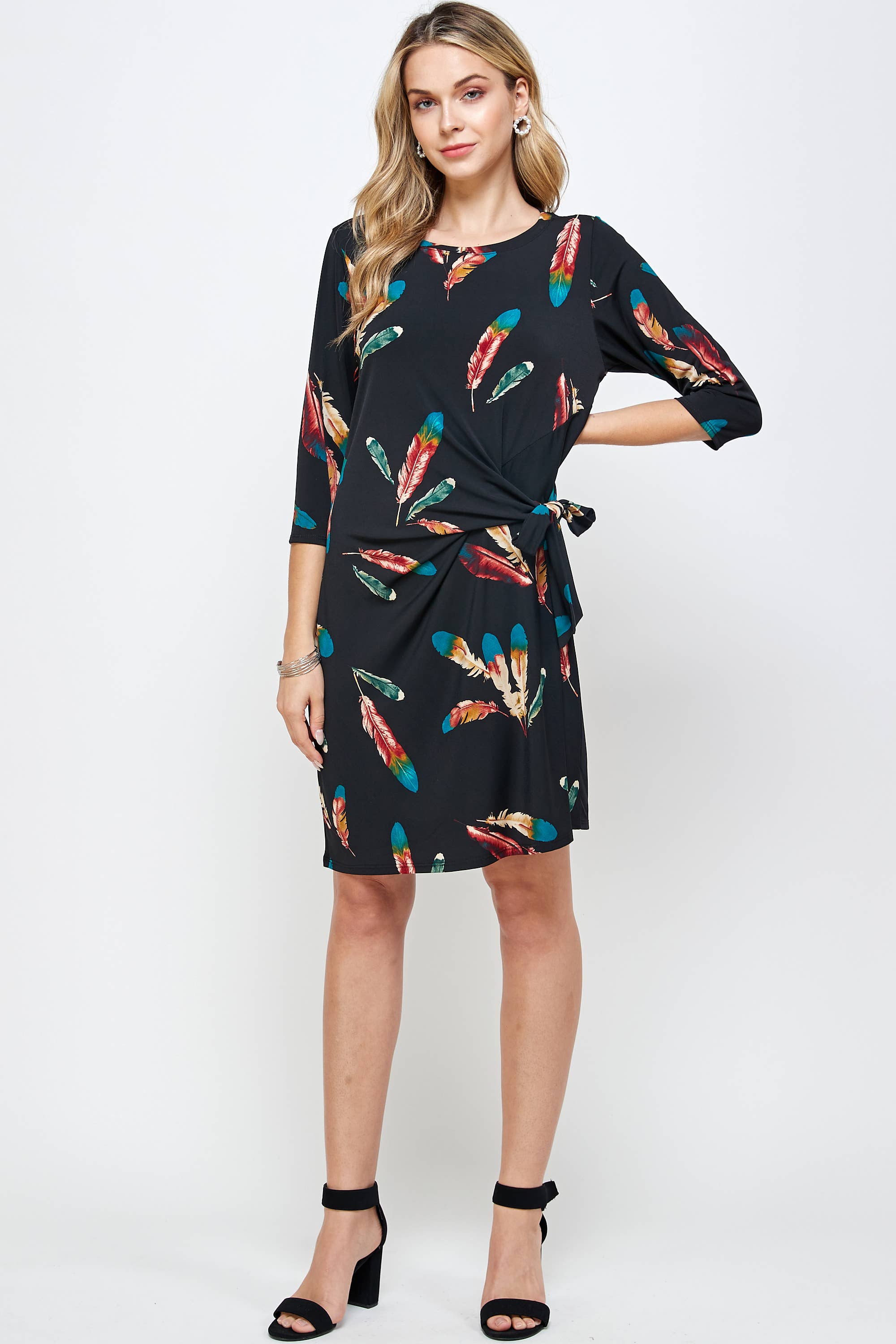 HIT Round-NK Side Tie Dress-7071HT-QRP1-W235