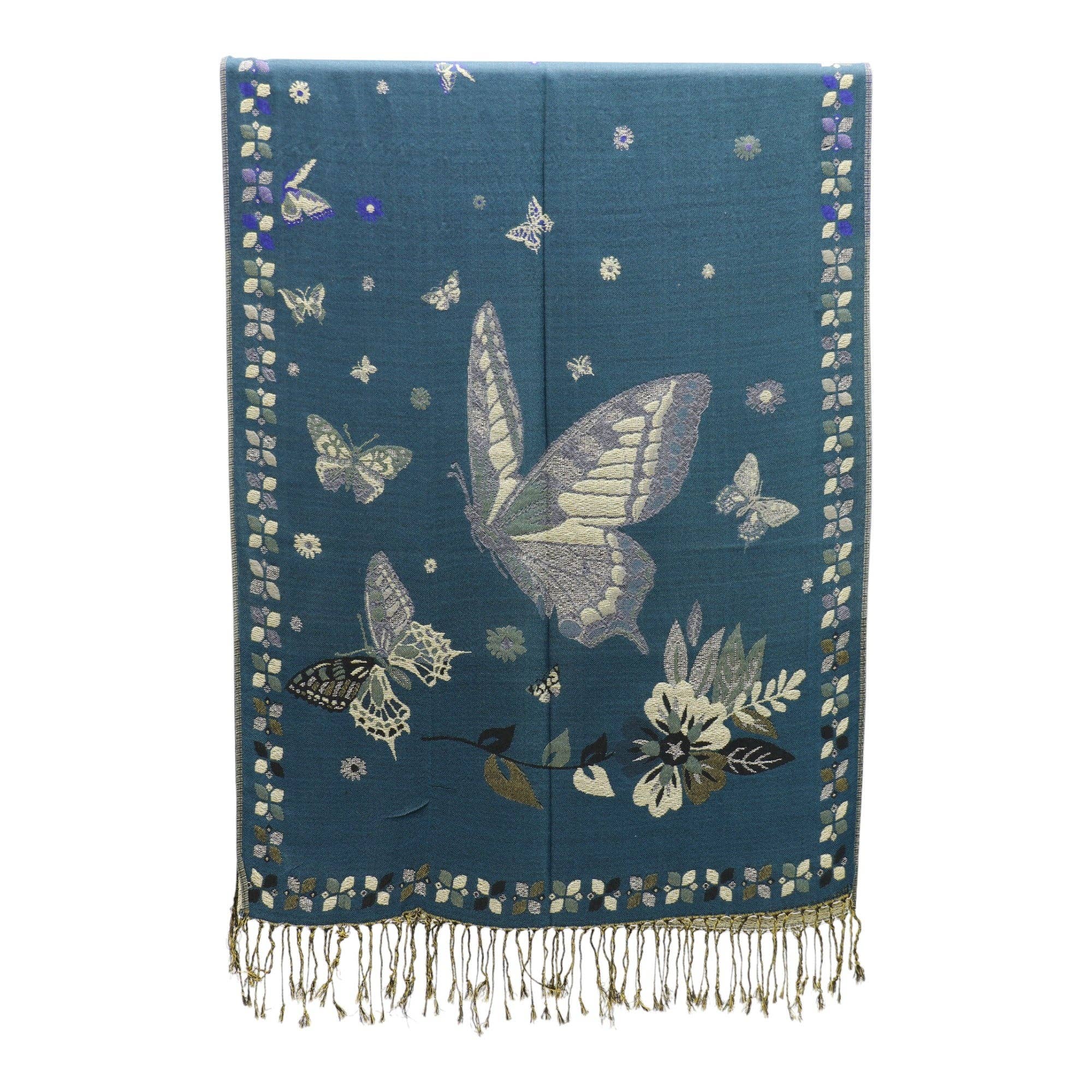 Metallic Pashmina Butterfly SCF4815-12. (12PC)