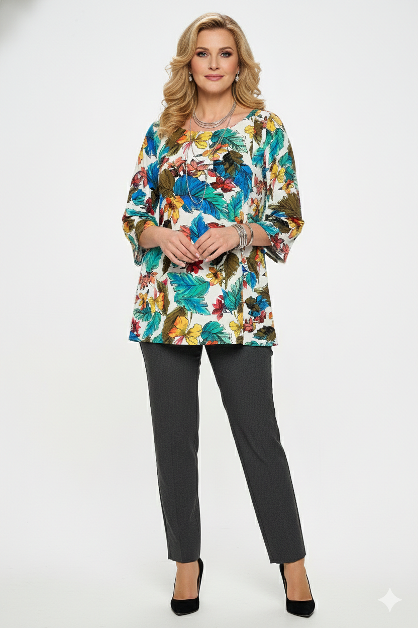 HIT Boat Neck 3/4 Sleeve Top-3100HT-QRP1-W423