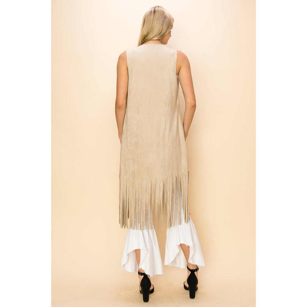 LONG FRINGE SUEDE VEST