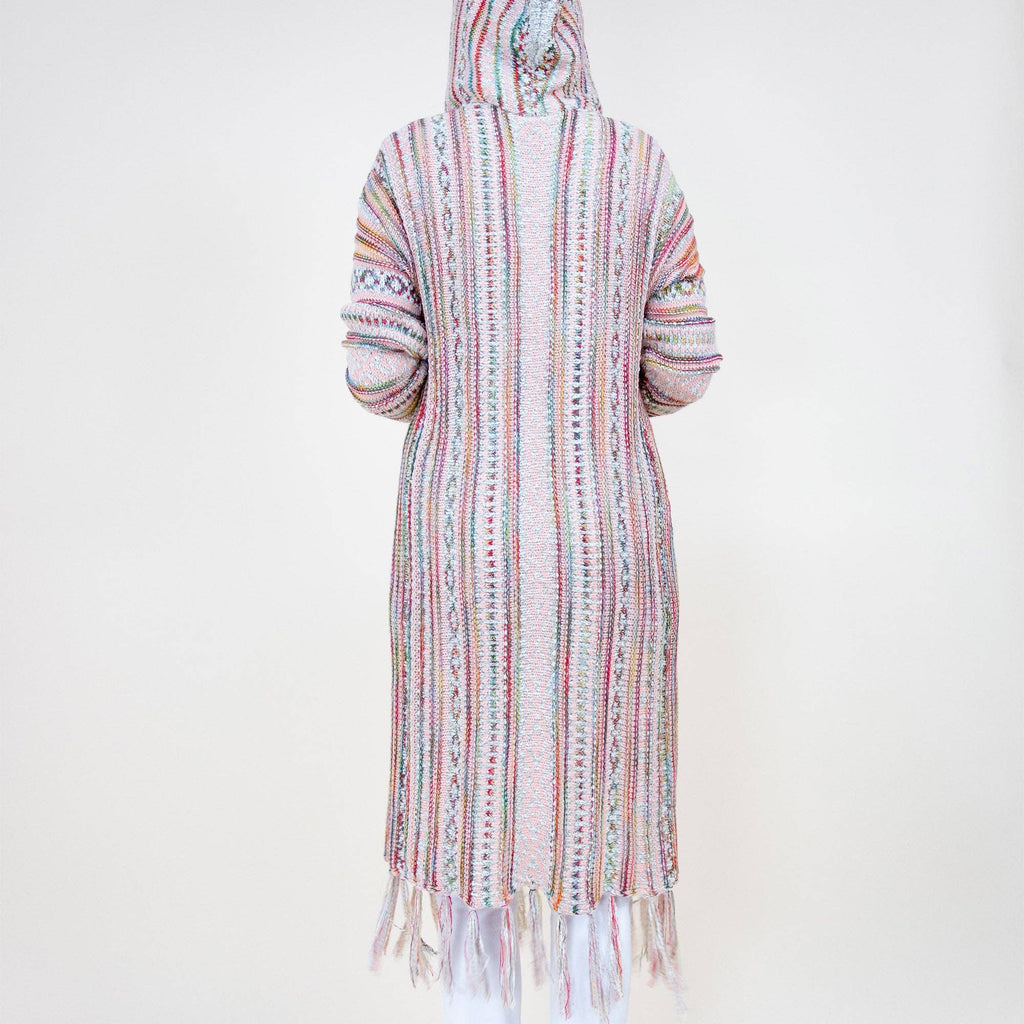Tribal Stripe Pattern Hoodie Fringed Long Cardigan FP64088 (2PC)