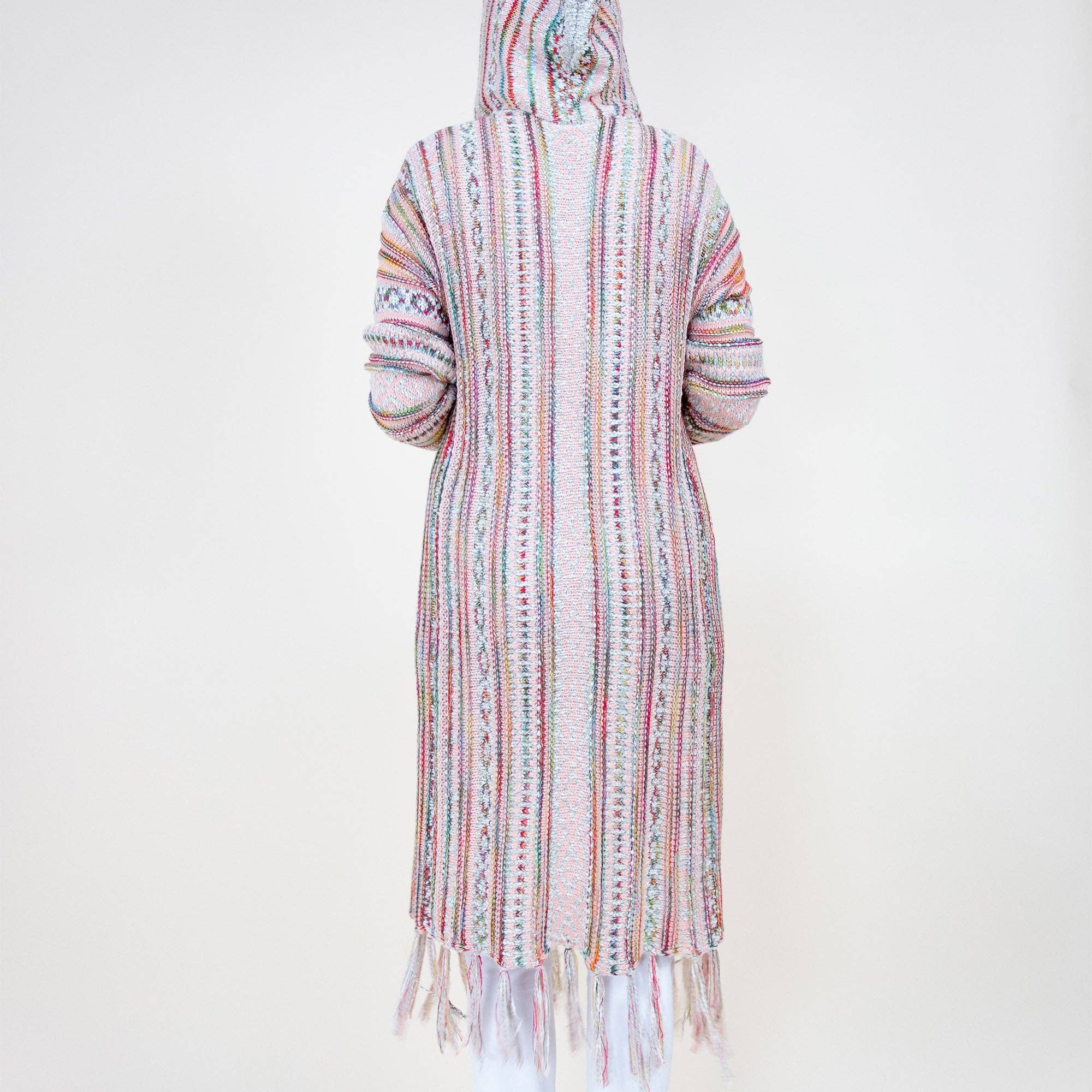 Tribal Stripe Pattern Hoodie Fringed Long Cardigan FP64088 (2PC)