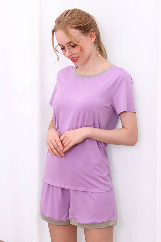 CWSPJ031_SHORT SLEEVE TOP WITH SHORTS PAJAMA SET