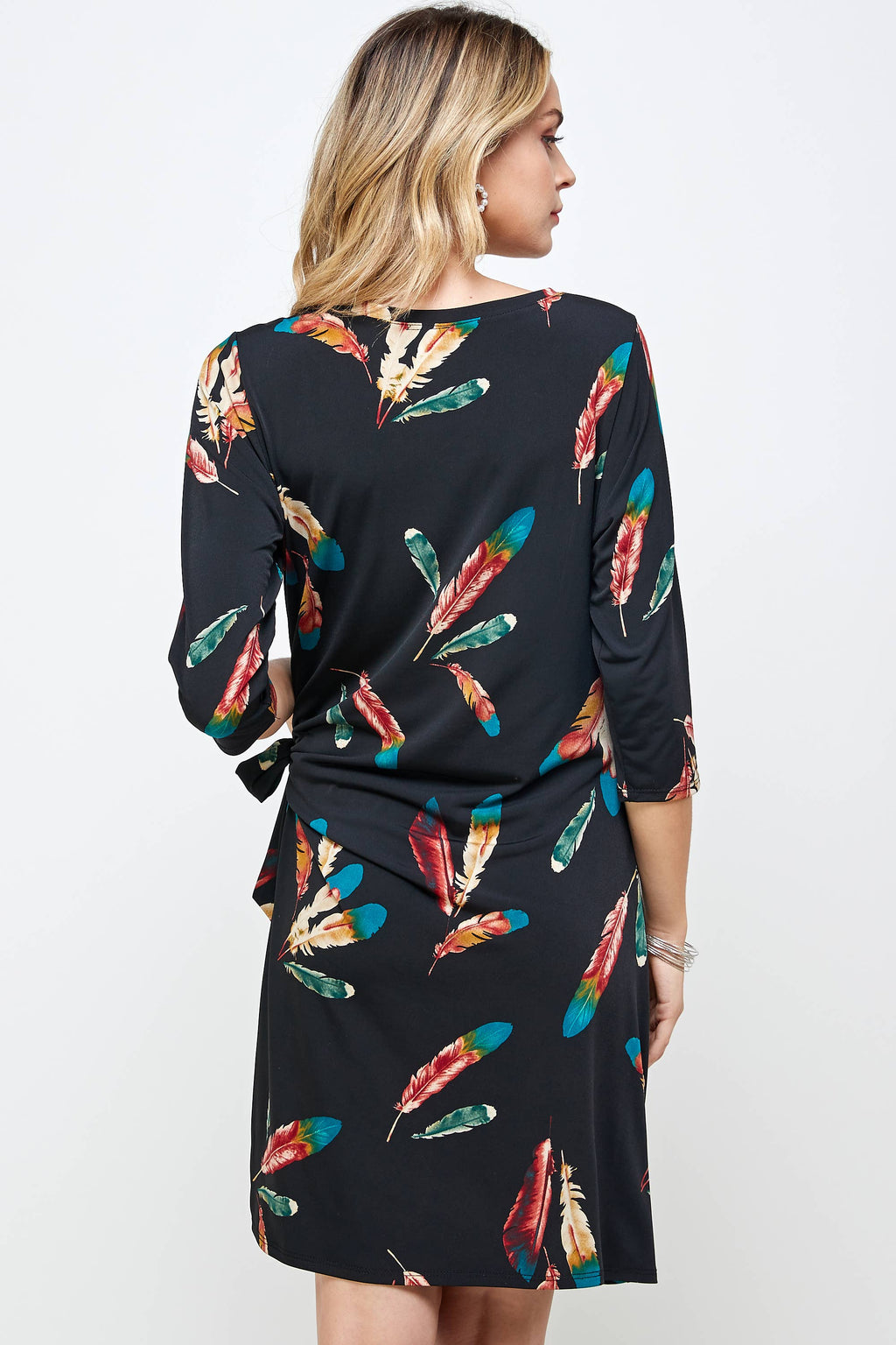 HIT Round-NK Side Tie Dress-7071HT-QRP1-W235