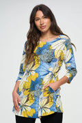 Plus Size Quarter Sleeve Top with Pockets-386HT-QXP1-K-W359