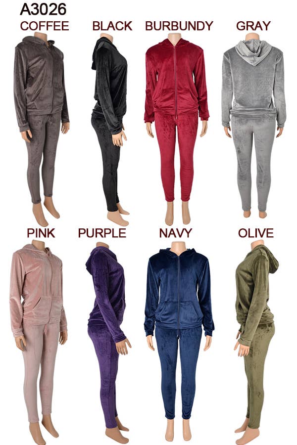 A3026 VELVET JACKET AND PANTS SET MIXED SIZES 12SET