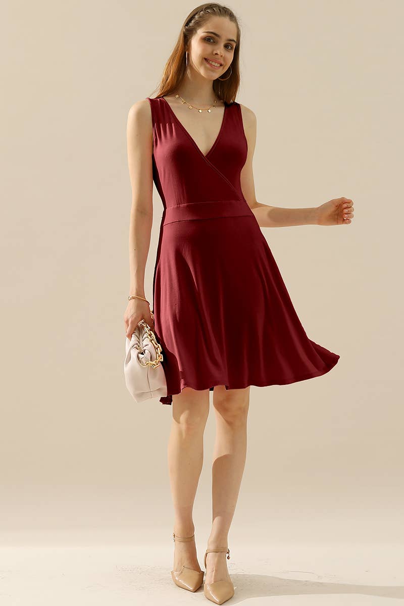 CWDSD10381-P_PLUS SIZE DEEP V NECK SWING FLOUNCE DRESSES