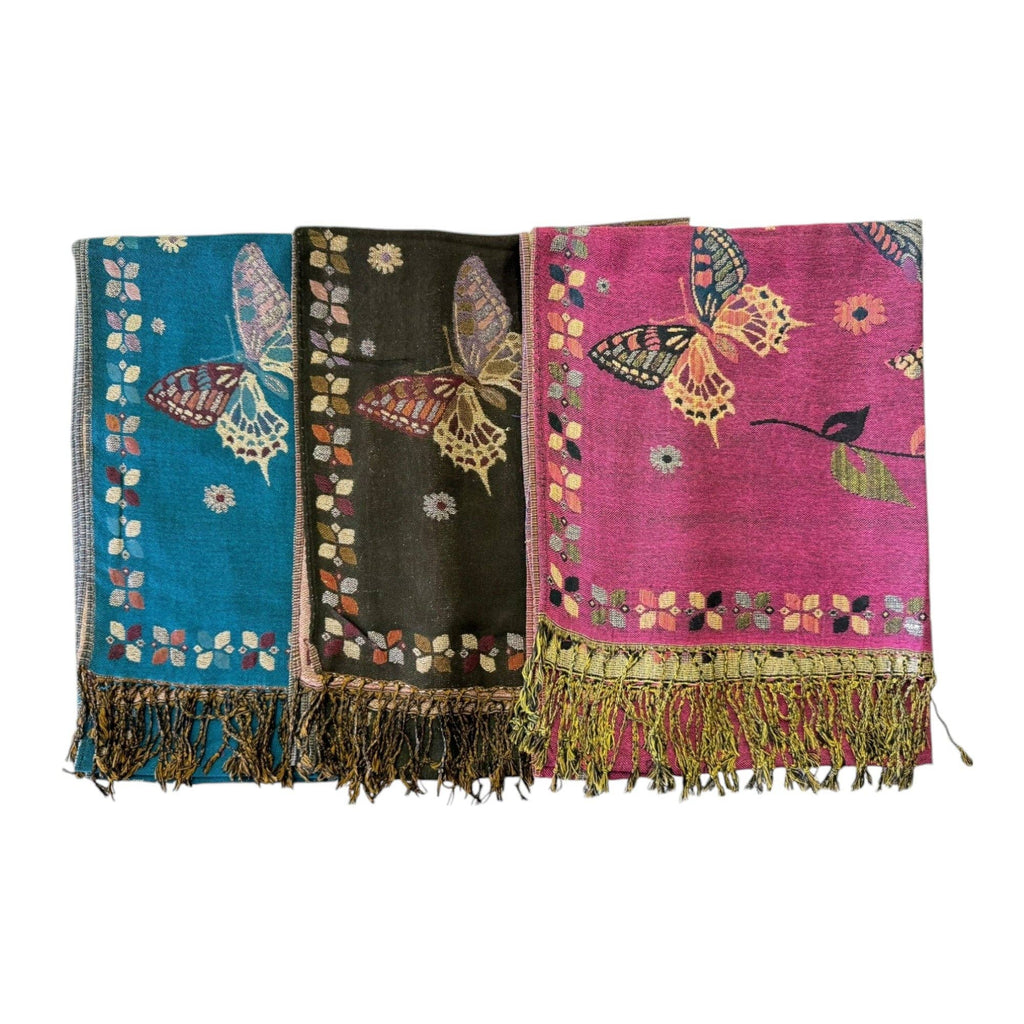 Metallic Pashmina Butterfly SCF4815-12. (12PC)