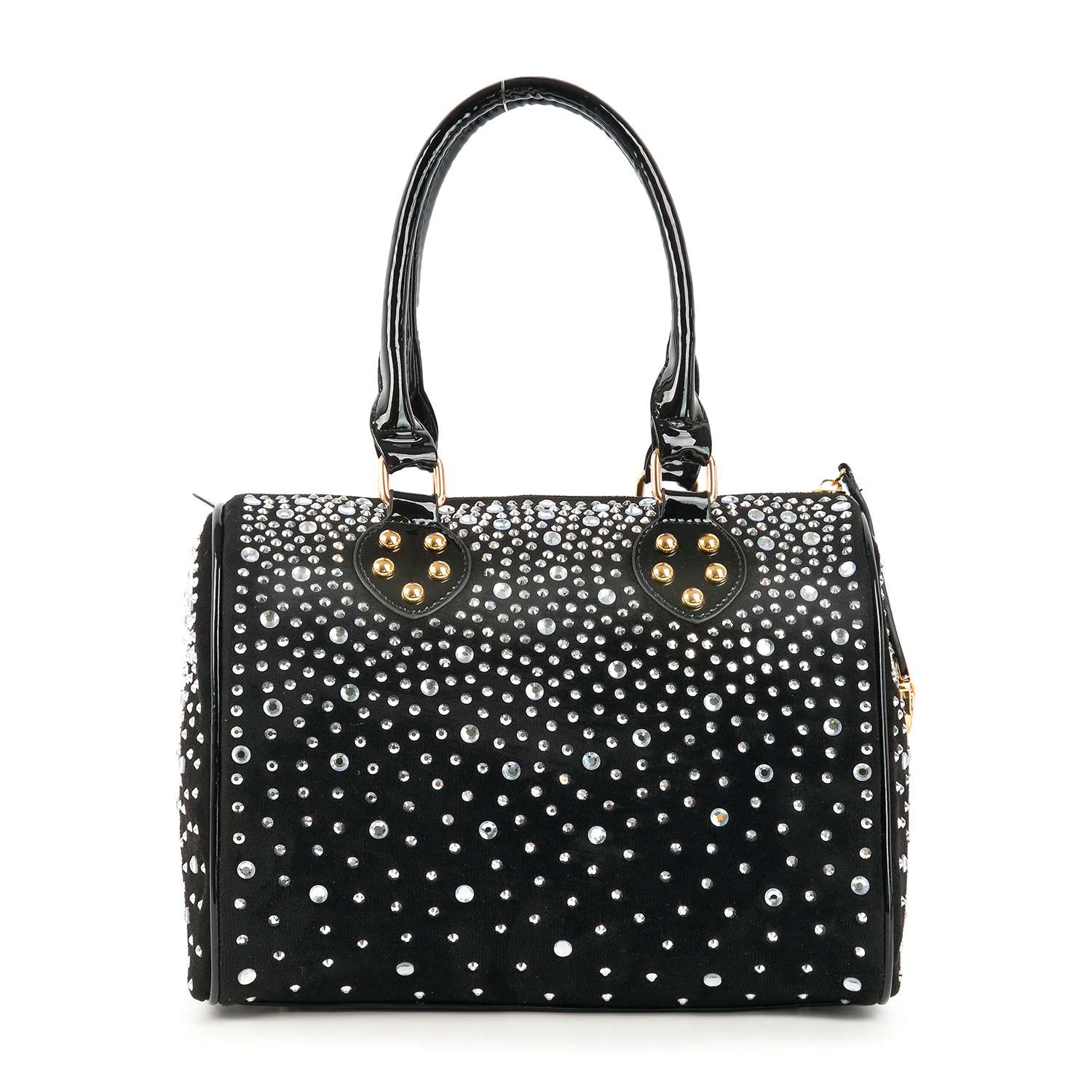 Glamorous Rhinestone Covered Locked Satchel Handbag