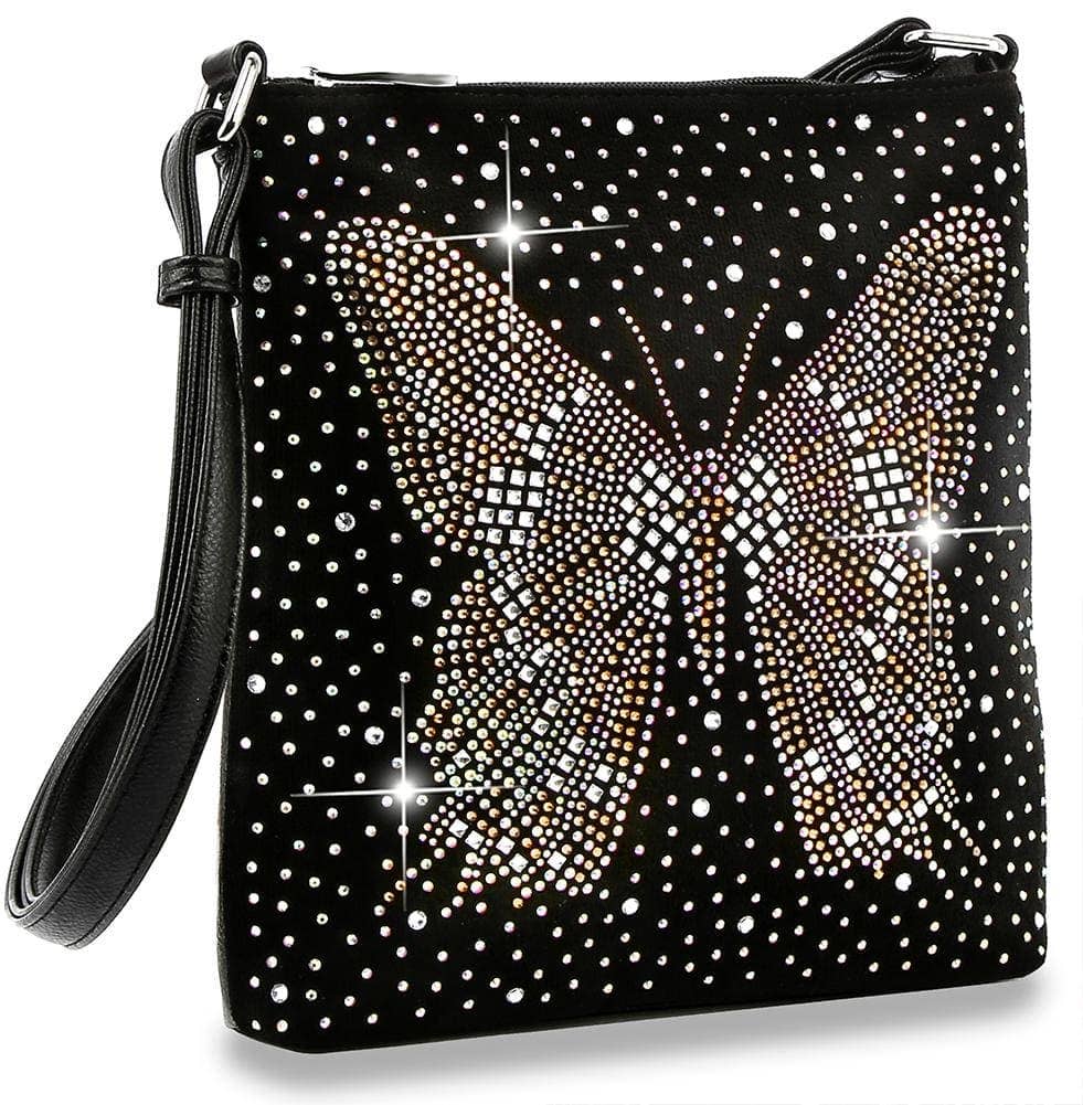 Rhinestone Butterfly Crossbody Sling