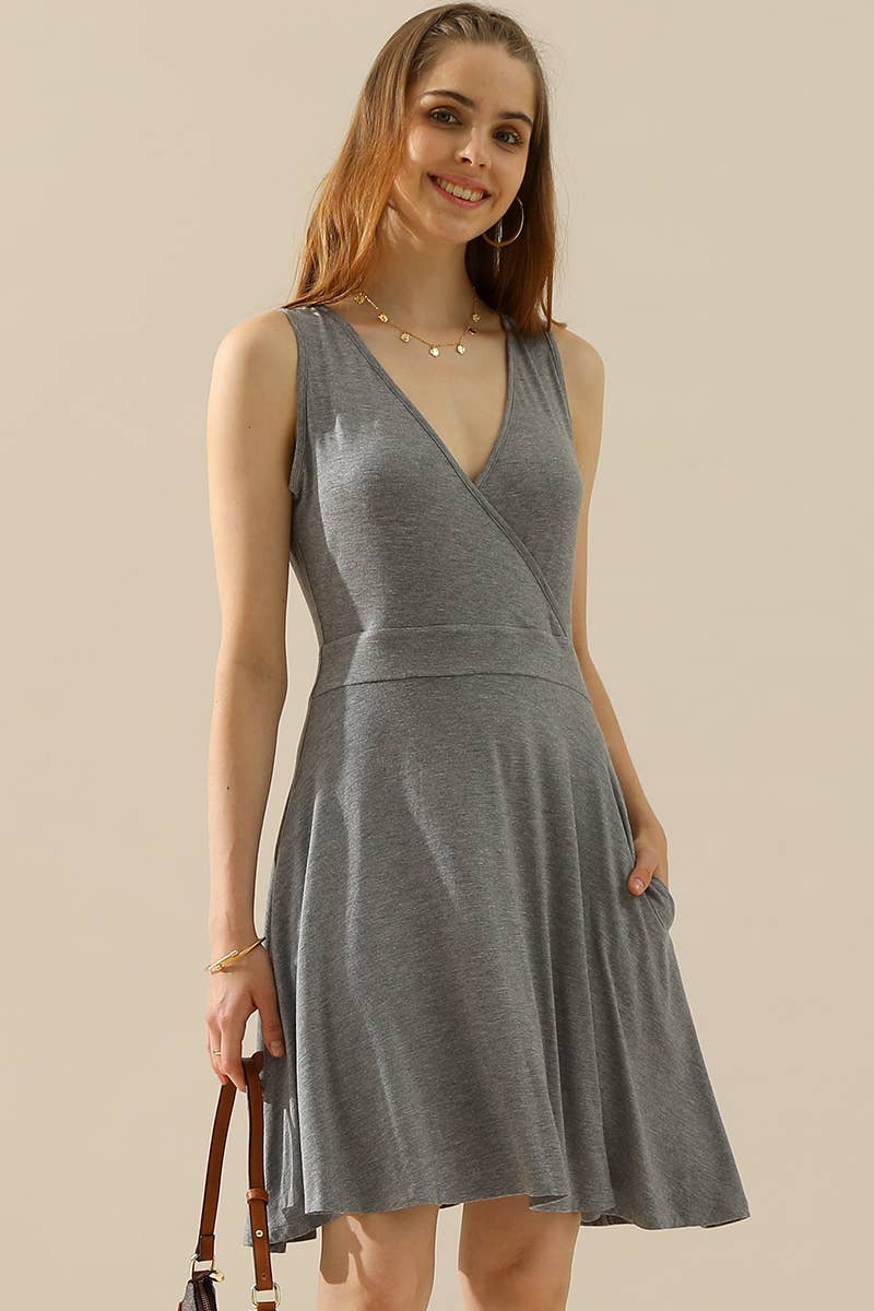 CWDSD10381-P_PLUS SIZE DEEP V NECK SWING FLOUNCE DRESSES