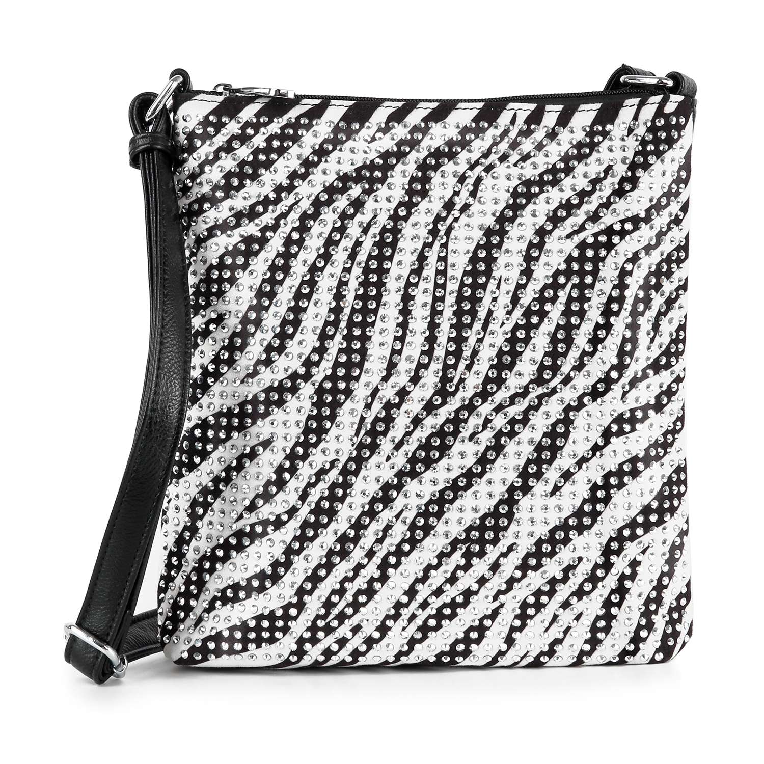 Rhinestone Zebra Patterned Crossbody Sling