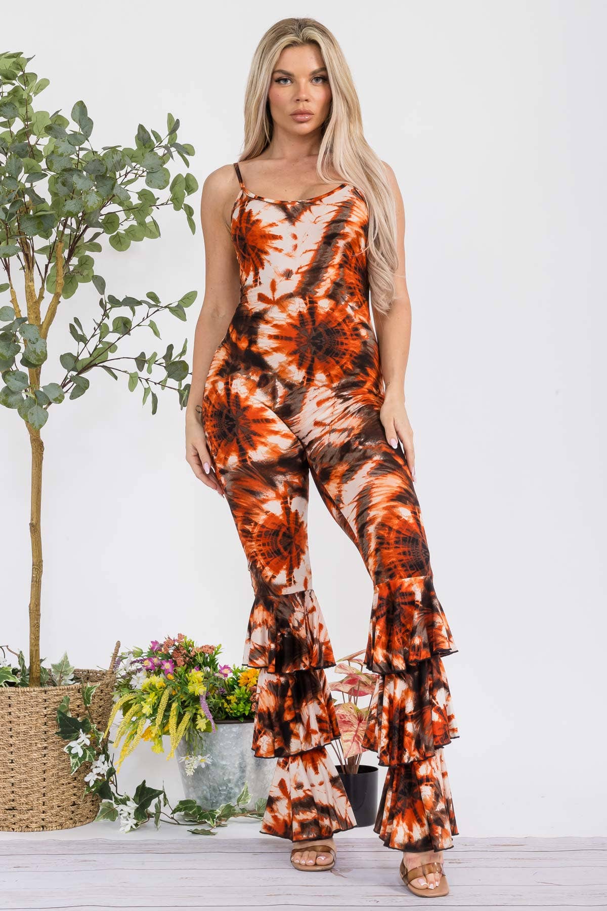 3105 - Spaghetti Strap Tie Dye Jumpsuit