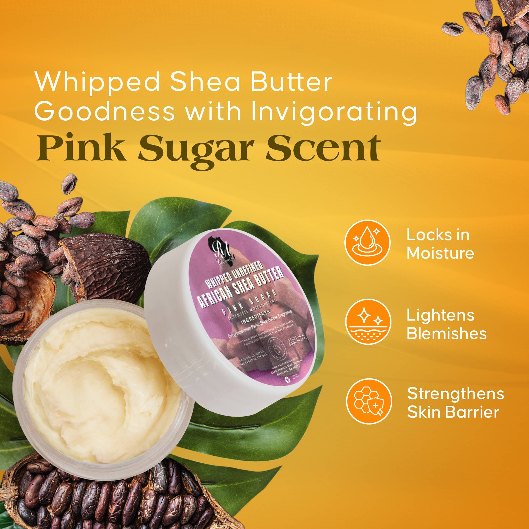 Whipped African Ivory Shea Butter, Pink Sugar - 12oz