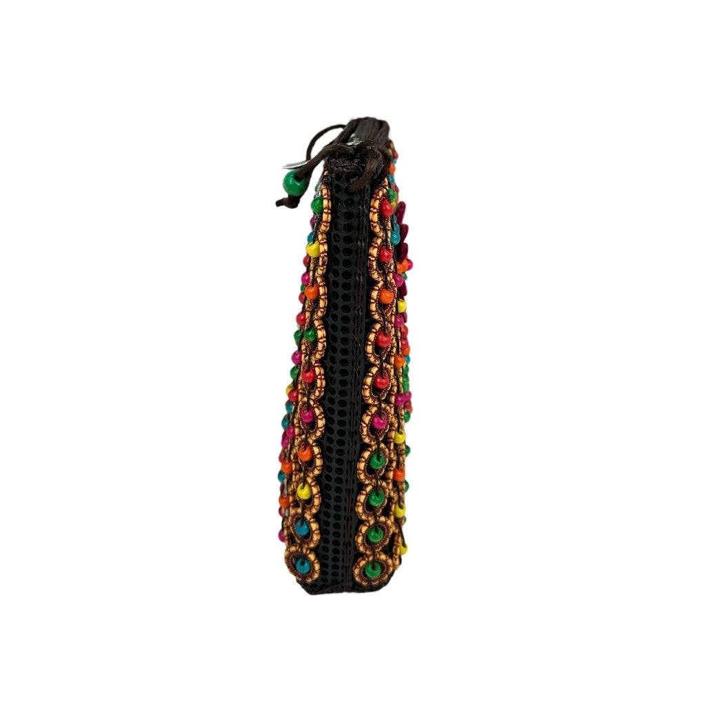 Beaded Straw Bucket Bag Crossbody Bag