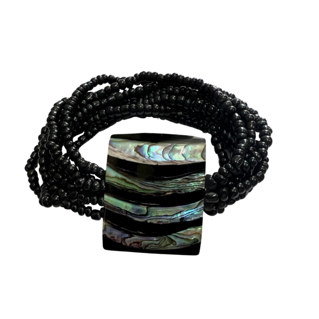 Abalone Shell Stripe Necklace - Black