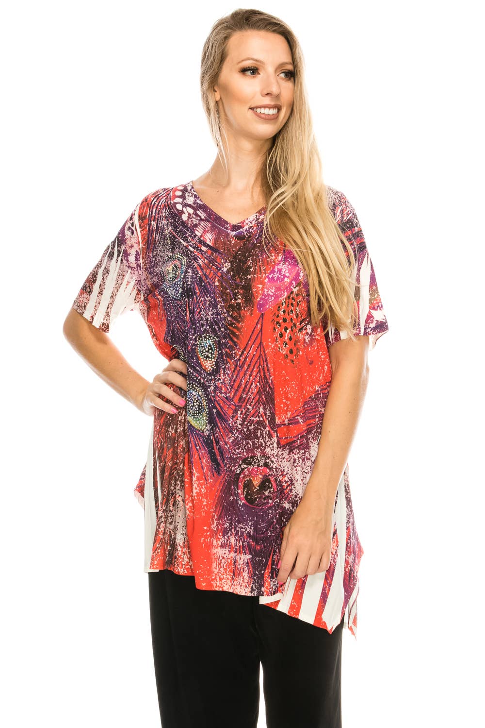 HIT V-Neck Straight Bottom Top-343HT-SRU1-U171