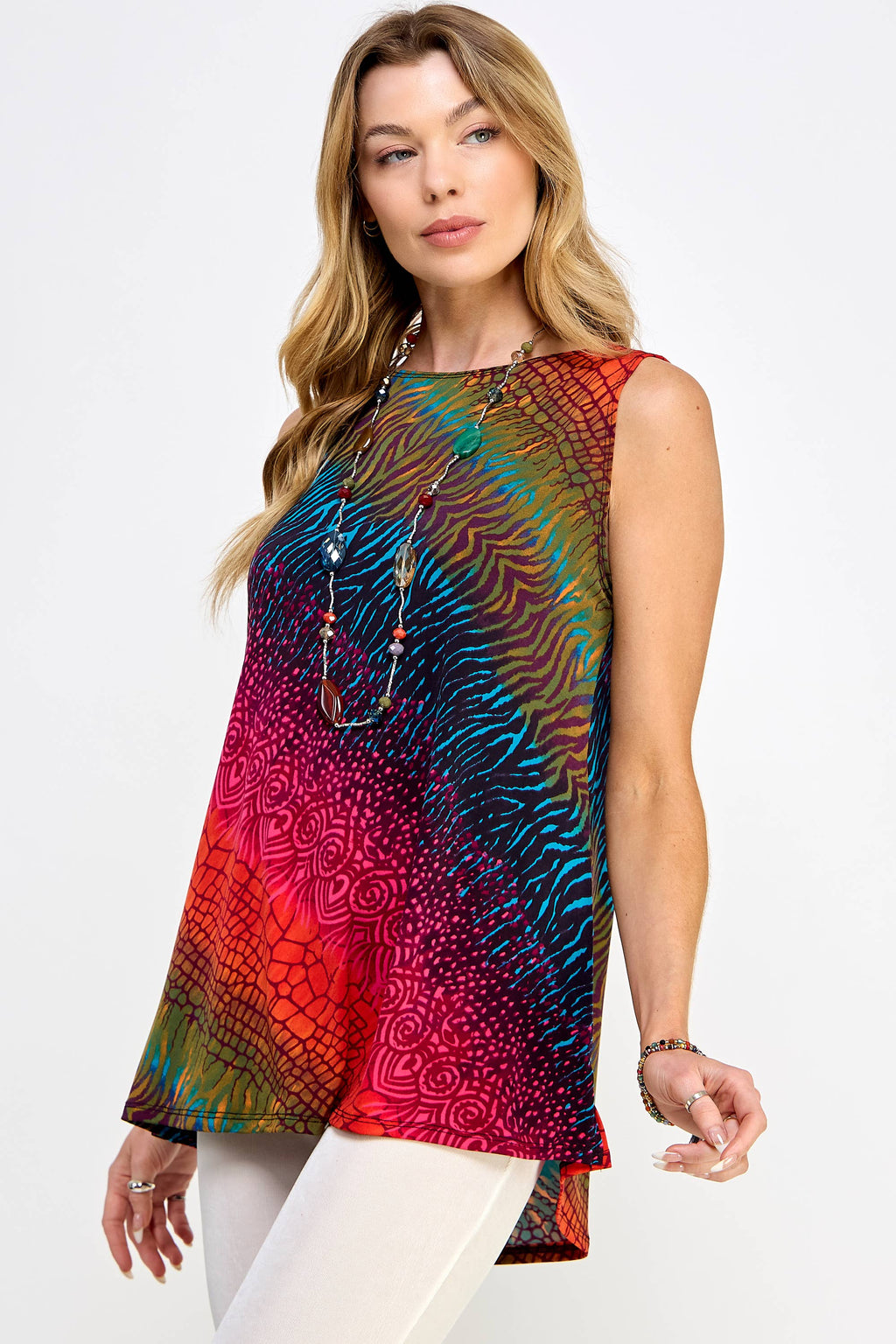 Print Boat Neckline Top-2063HT-TRP1-W182