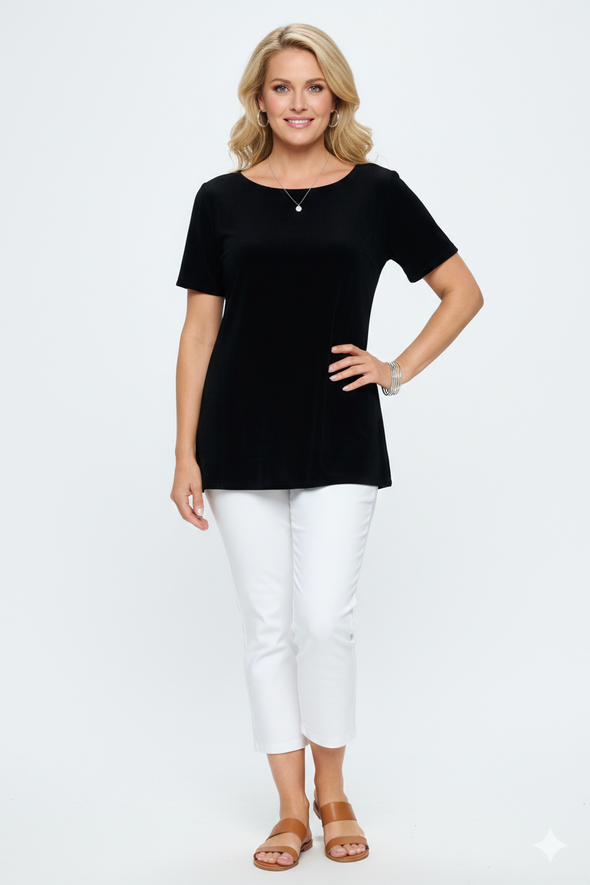 Acetate Boat NK Short Sleeve Top