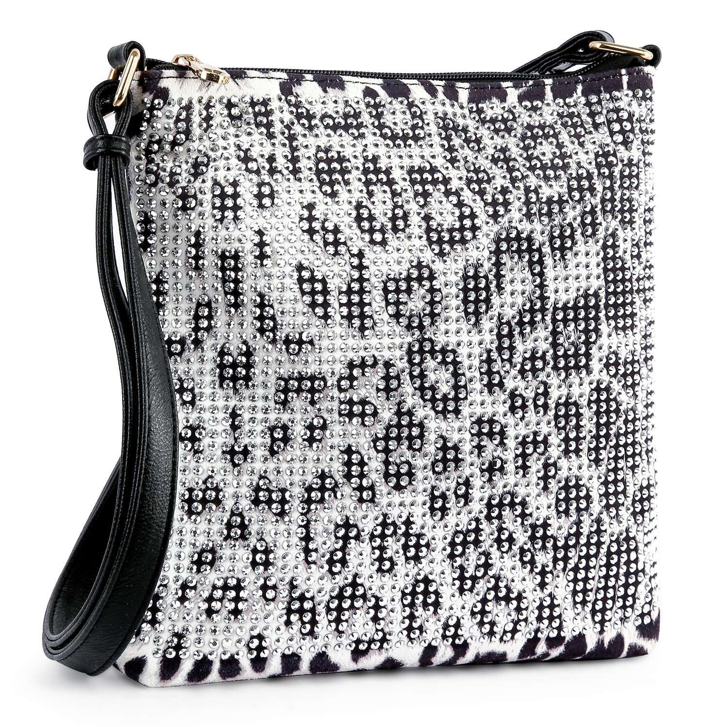 Leopard Print Rhinestone Crossbody Sling