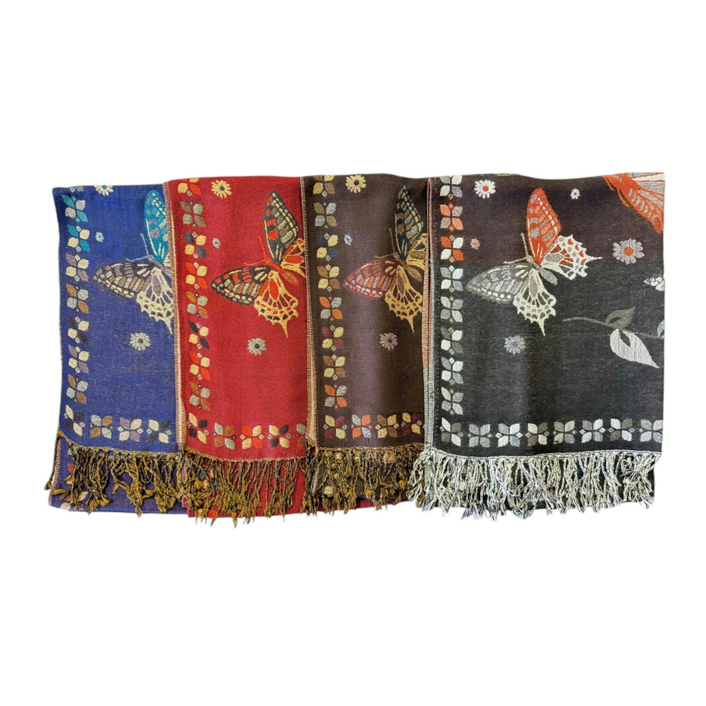 Metallic Pashmina Butterfly SCF4815-12. (12PC)