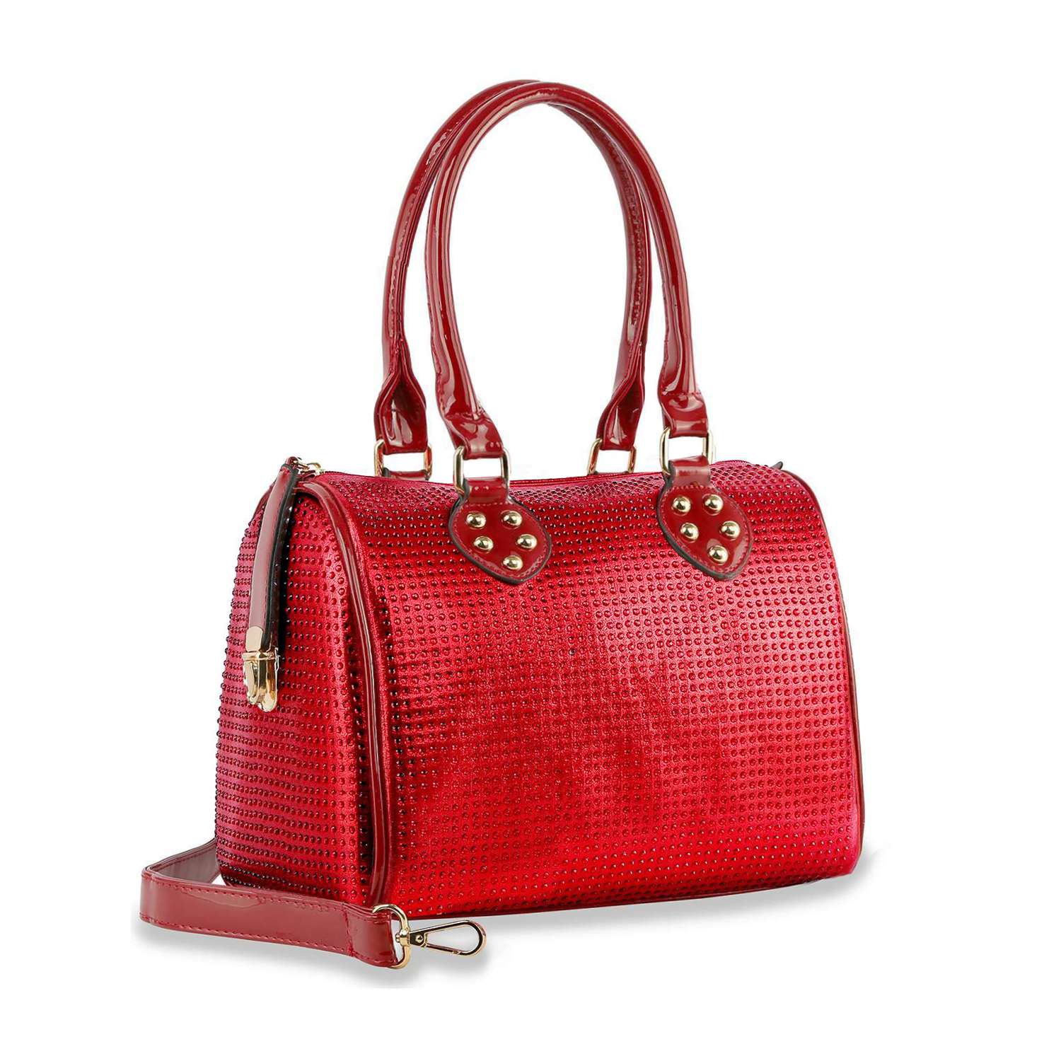 Rhinestone Covered Locked Satchel Handbag