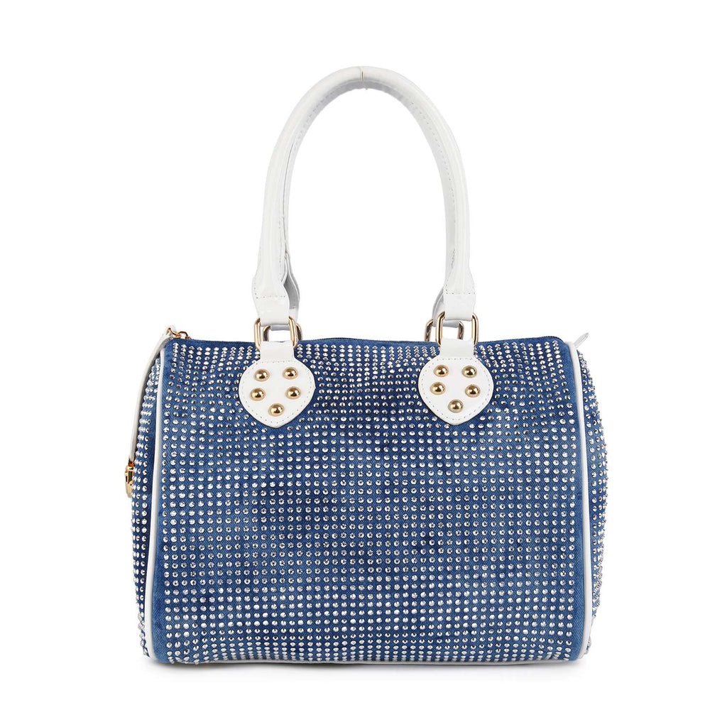 Rhinestone Covered Locked Satchel Handbag