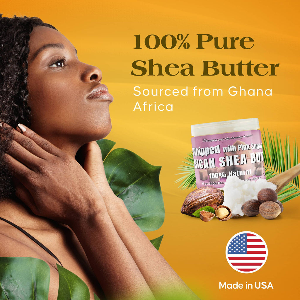Whipped African Ivory Shea Butter, Pink Sugar - 12oz