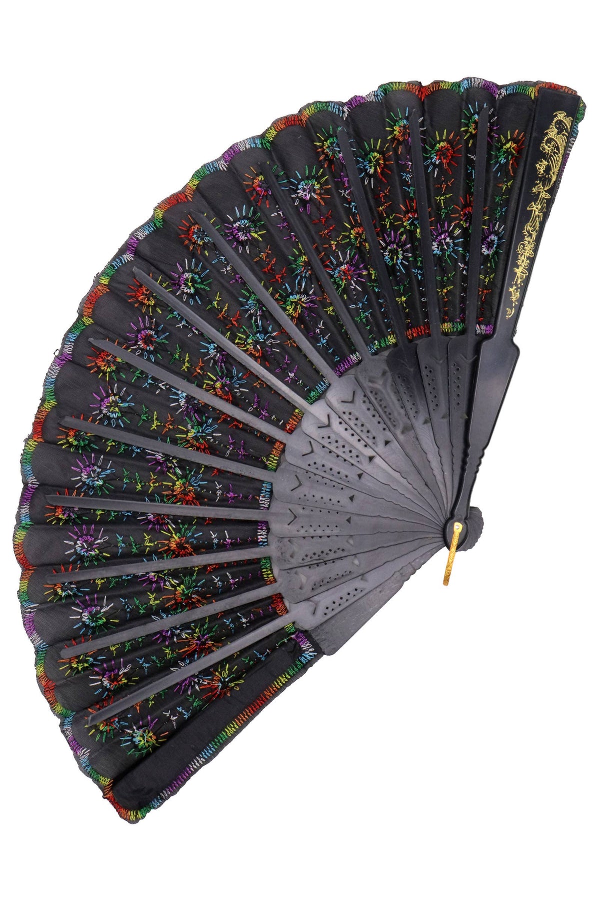 Black Floral Sequins Hand-held Folding Fan