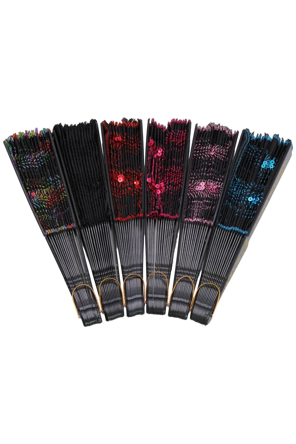 Black Floral Sequins Hand-held Folding Fan