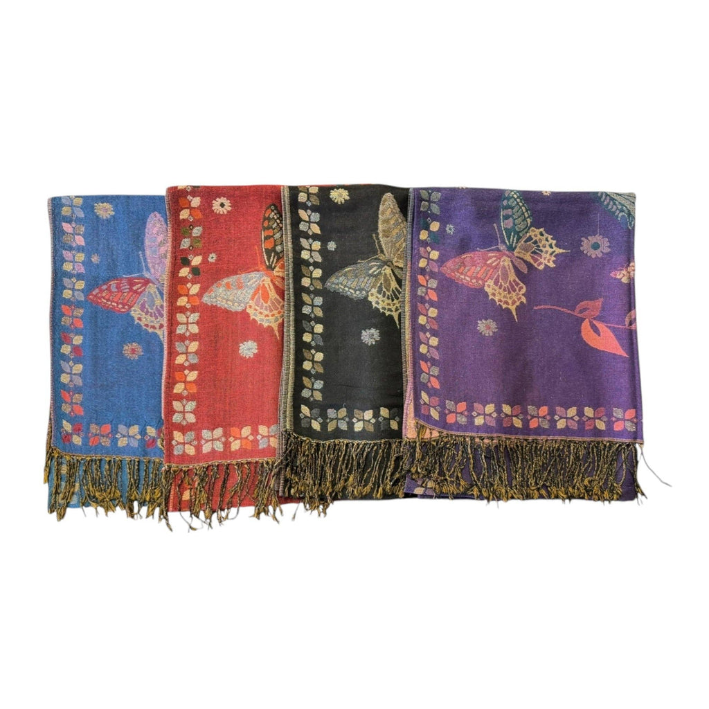 Metallic Pashmina Butterfly SCF4815-12. (12PC)