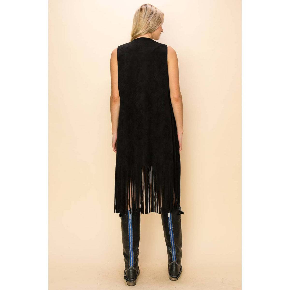 LONG FRINGE SUEDE VEST