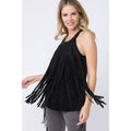 SLEEVELESS SUEDE FRINGED TOP