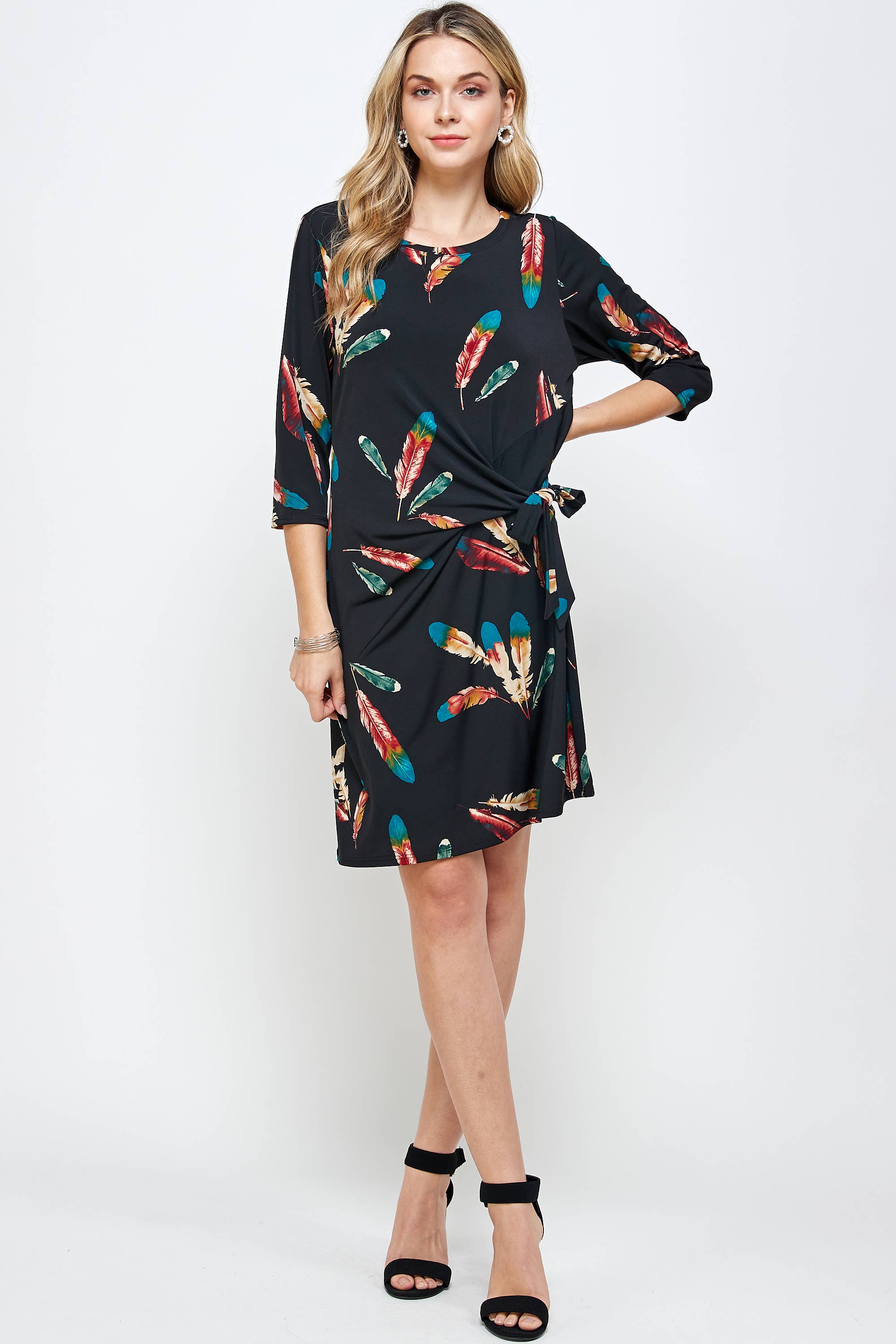 HIT Round-NK Side Tie Dress-7071HT-QRP1-W235