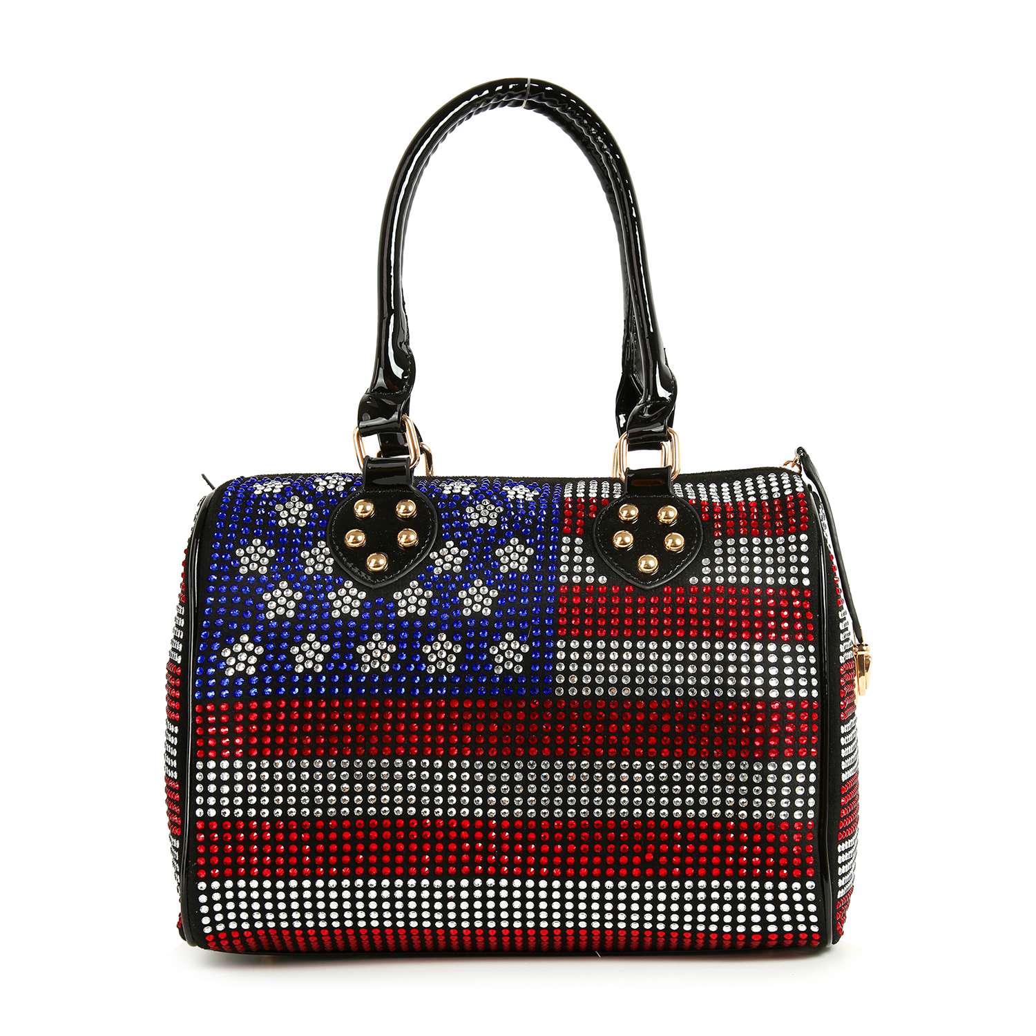 Rhinestone Flag Design Locked Satchel