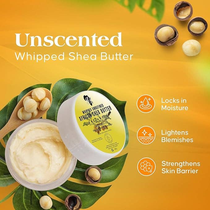 Whipped African Ivory Shea Butter, Unscented - 12oz
