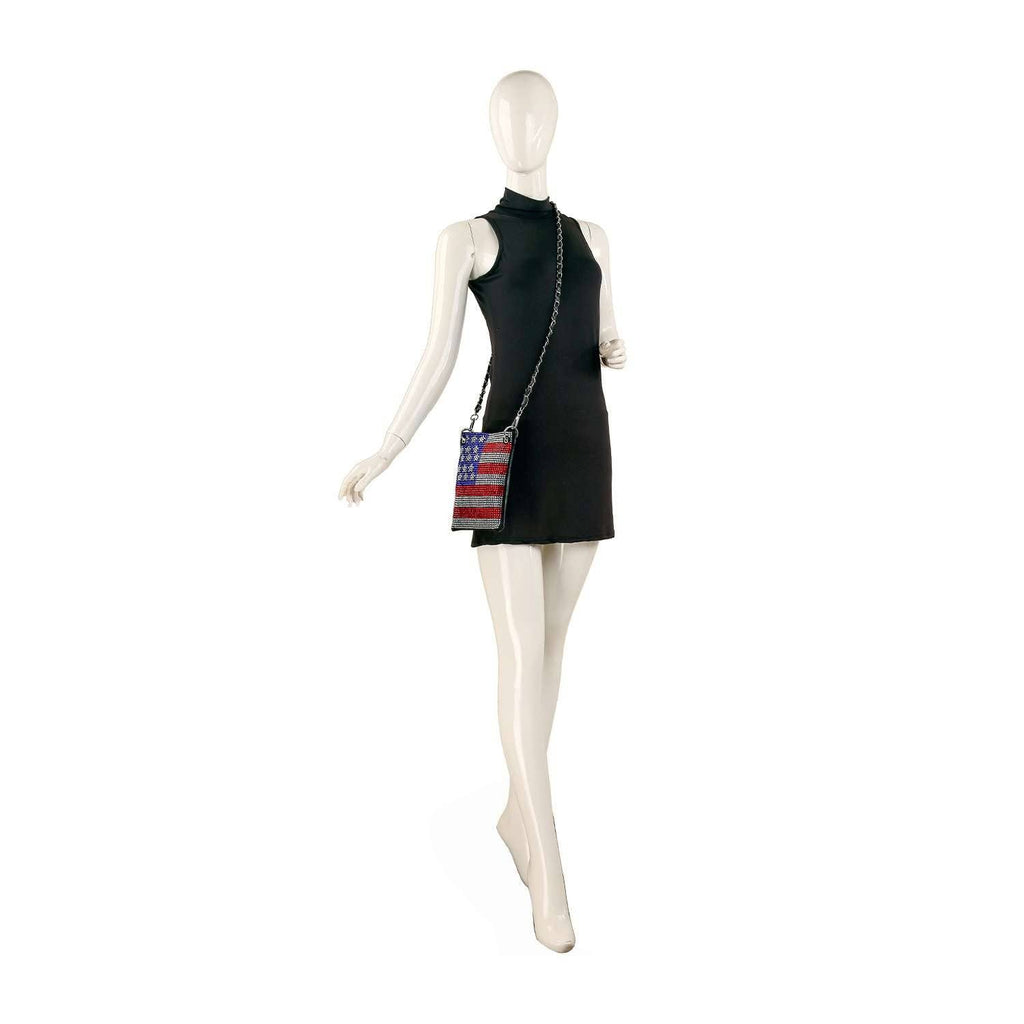 * New Size* Rhinestone Flag Petite Crossbody Sling