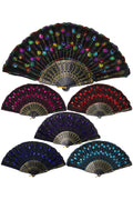 Black Floral Sequins Hand-held Folding Fan