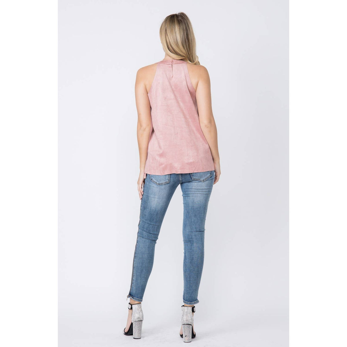 SLEEVELESS SUEDE FRINGED TOP