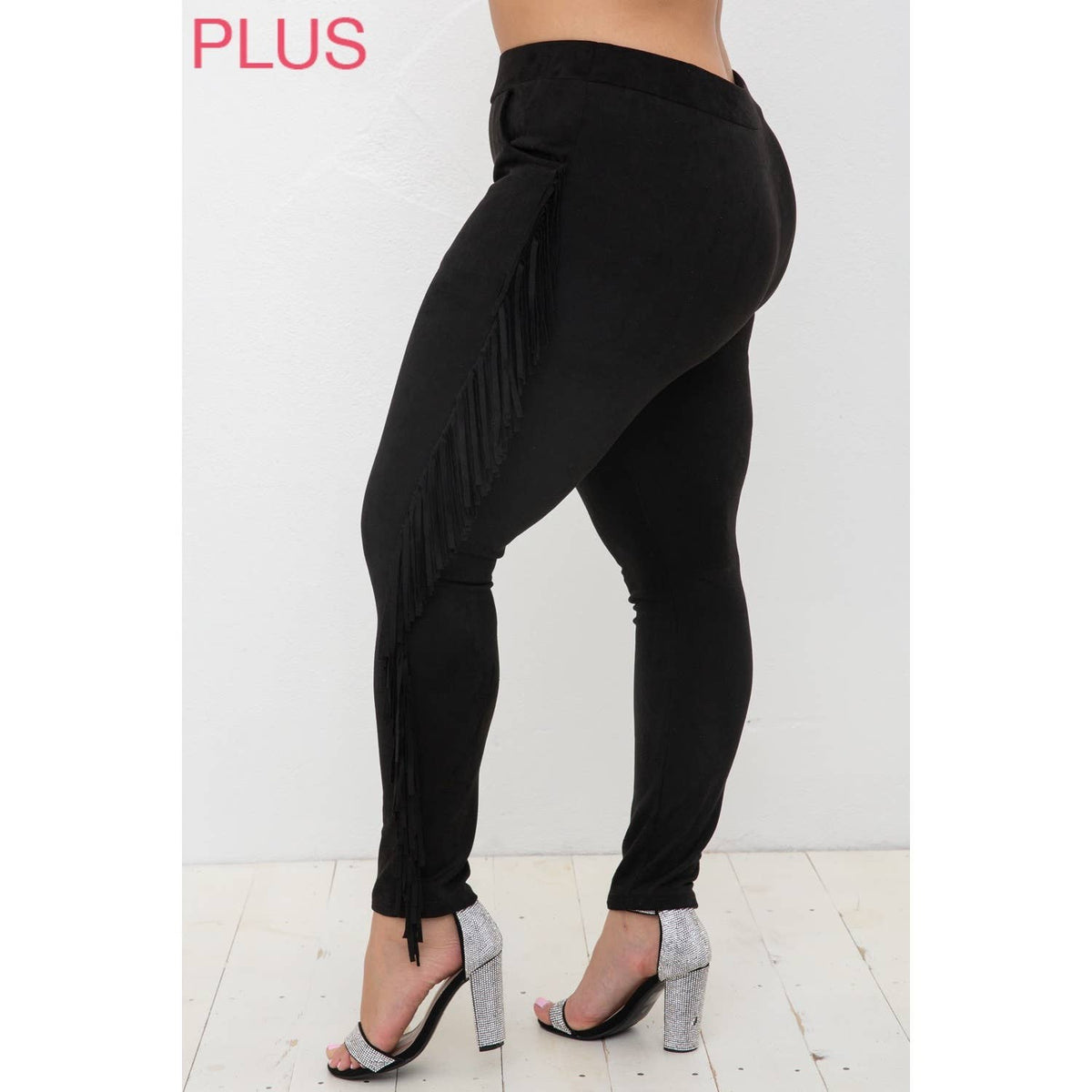 CURVY SUEDE FRINGED PANTS