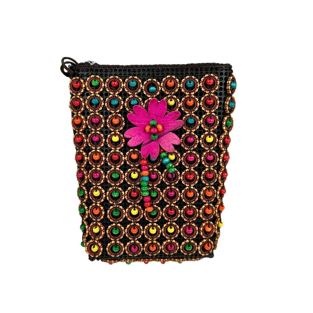 Beaded Straw Bucket Bag Crossbody Bag