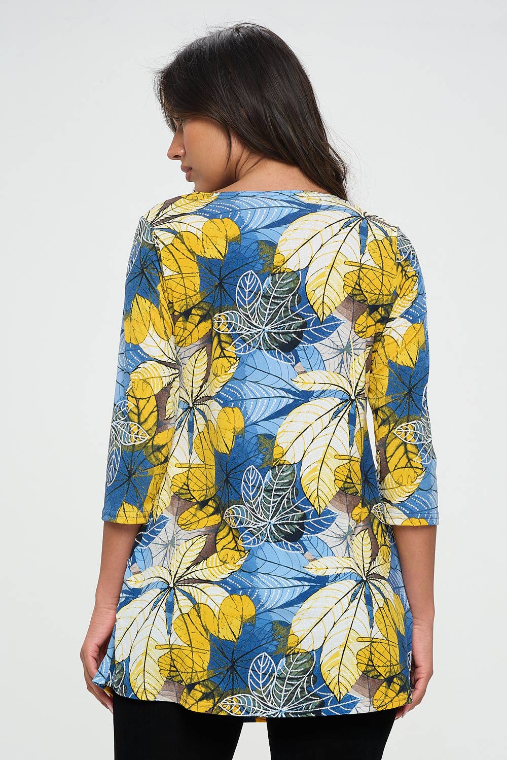 Plus Size Quarter Sleeve Top with Pockets-386HT-QXP1-K-W359