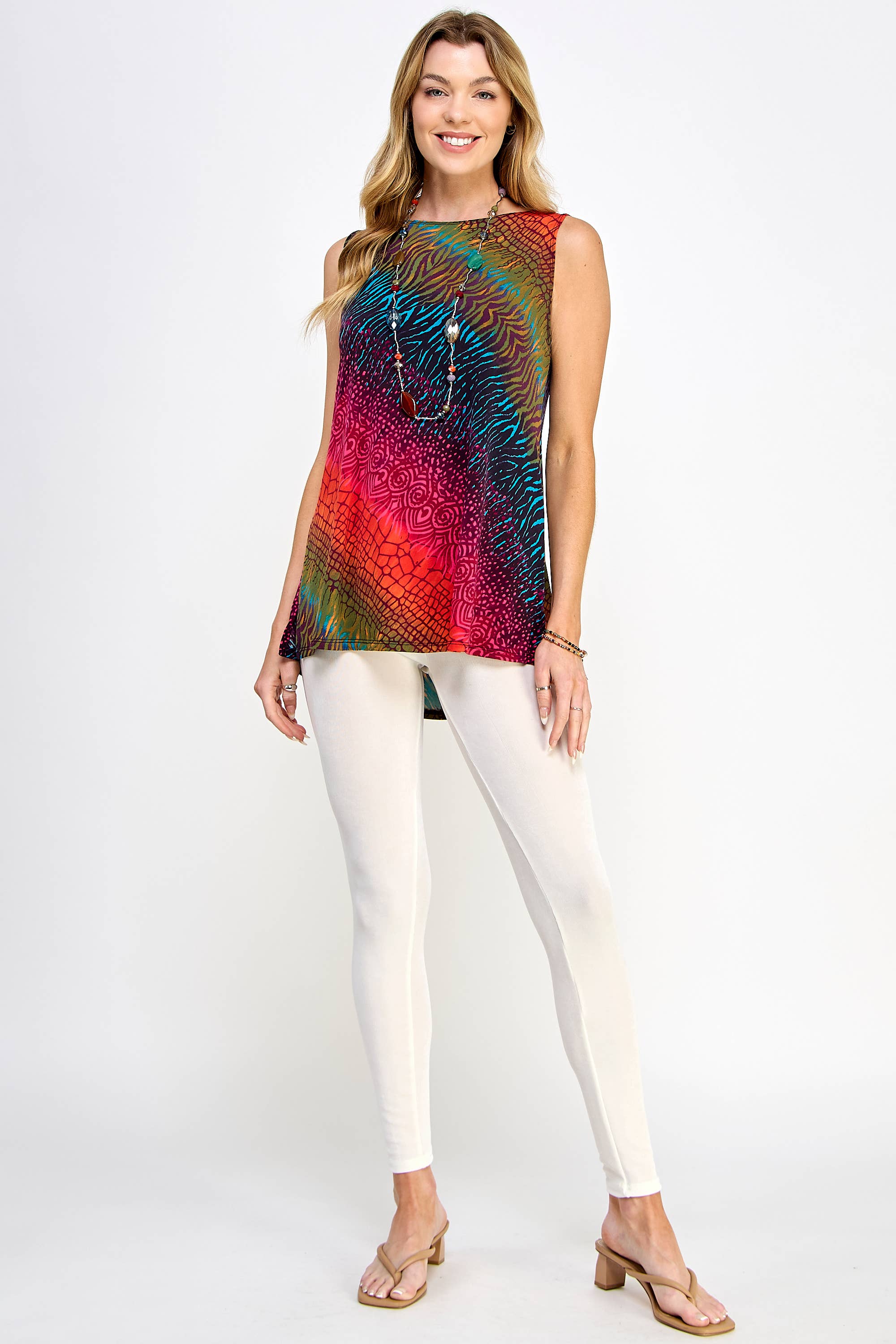 Print Boat Neckline Top-2063HT-TRP1-W182