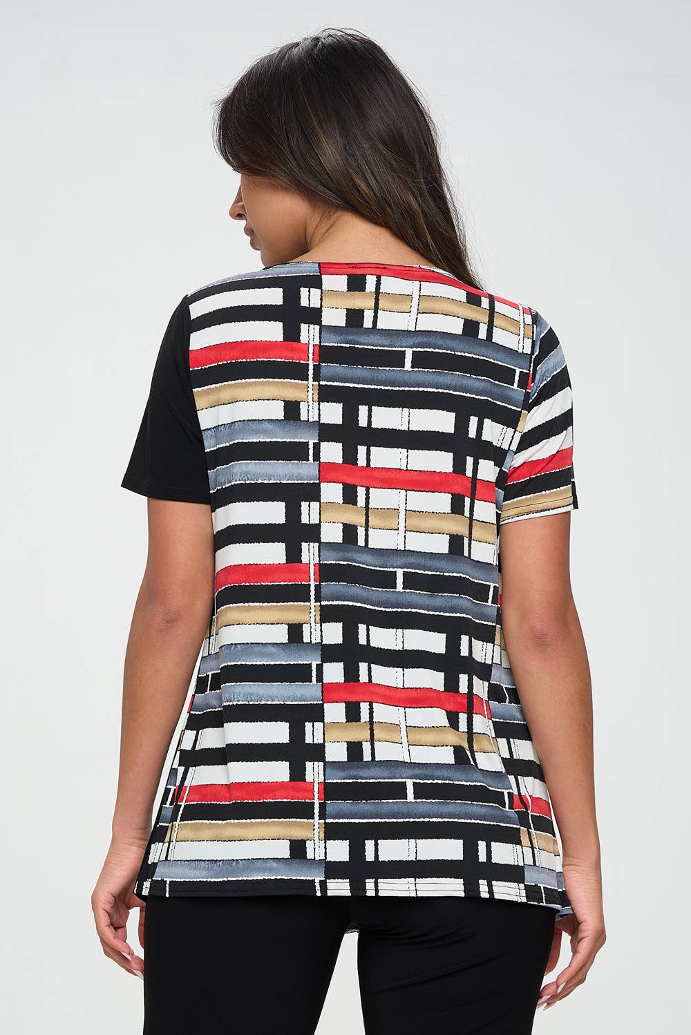 ITY Contrast Short Sleeve Round NK Top-374HT-SRP1-C-W358