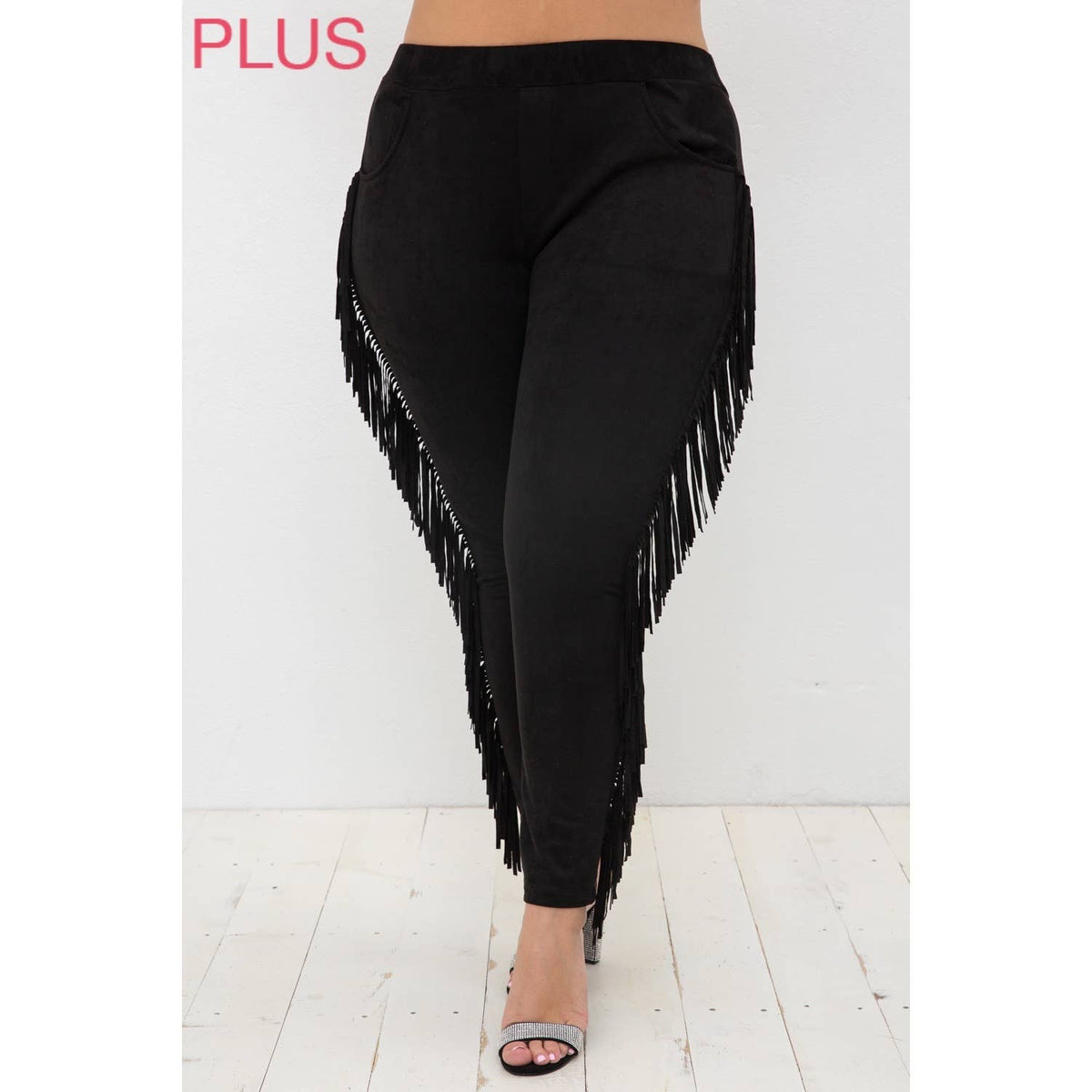 CURVY SUEDE FRINGED PANTS