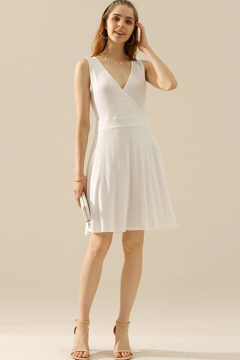 CWDSD10381-P_PLUS SIZE DEEP V NECK SWING FLOUNCE DRESSES