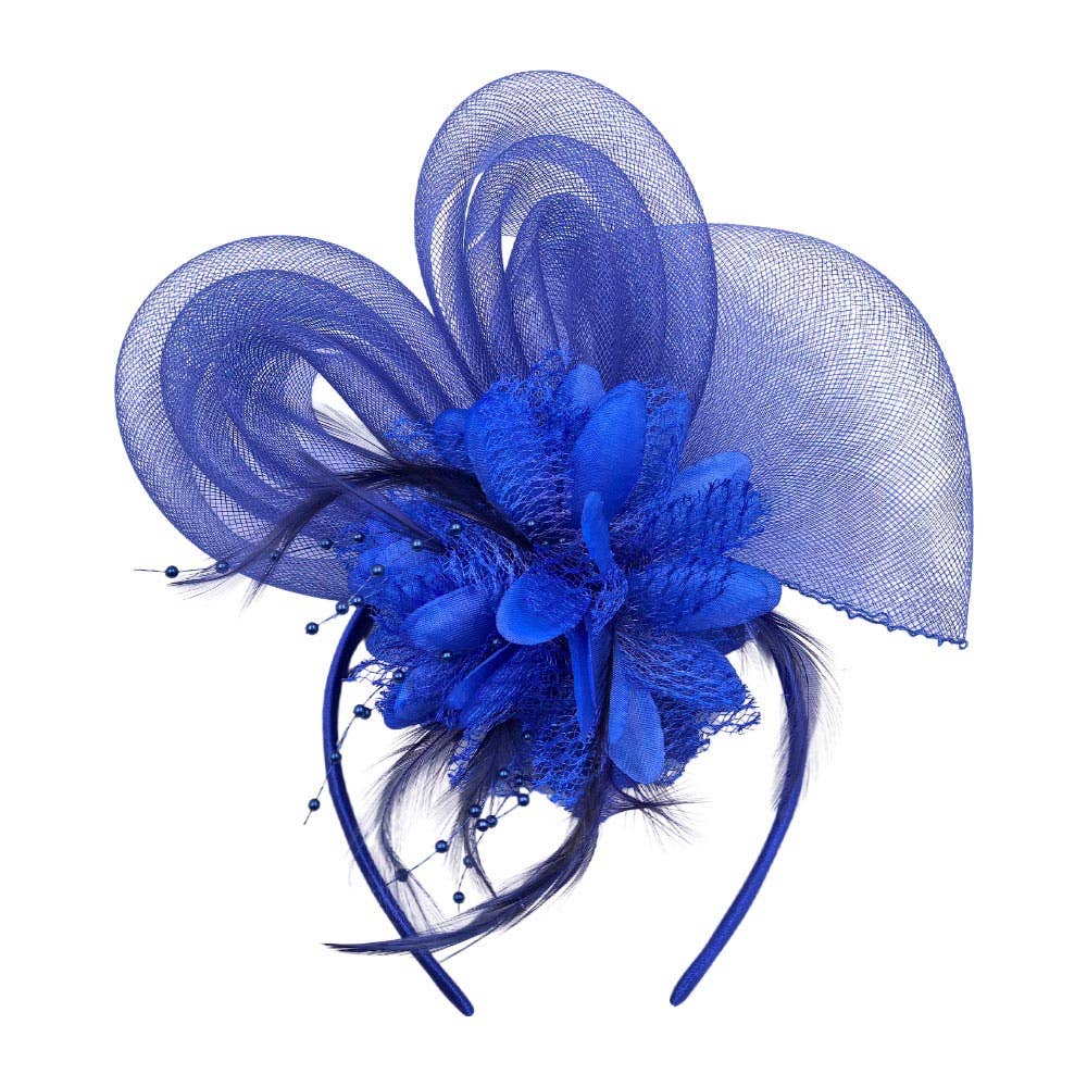Bow Flower Feather Mesh Fascinator / Headband