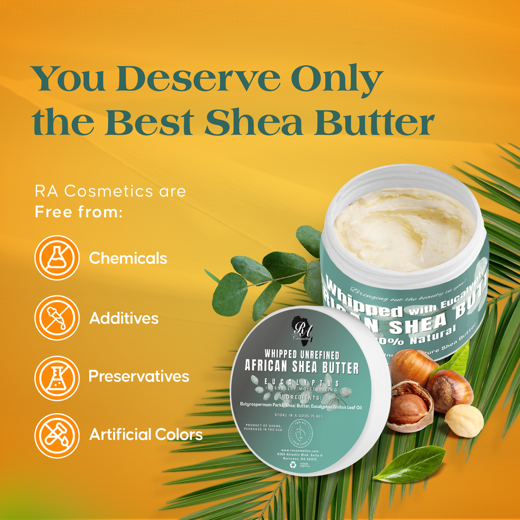 Whipped African Ivory Shea Butter, Eucalyptus - 12oz